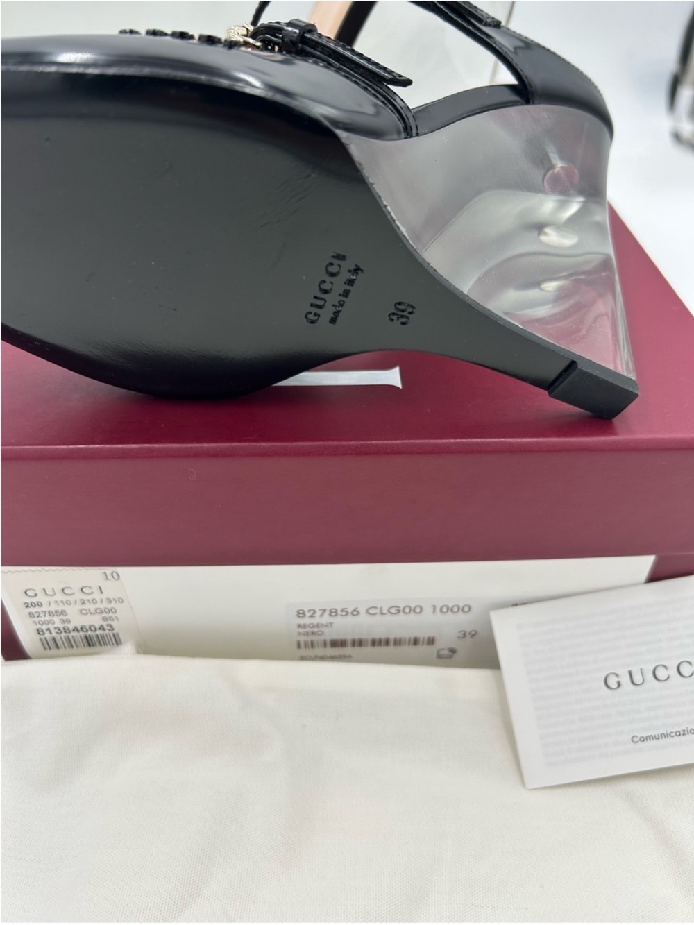 Women’s Gucci CHRISTI patent leather wedge mule size 39 made in Italy - Picture 9 of 13